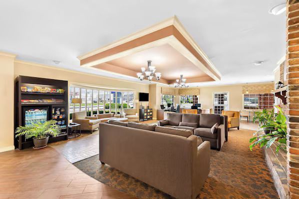 Hotel front desk reception area