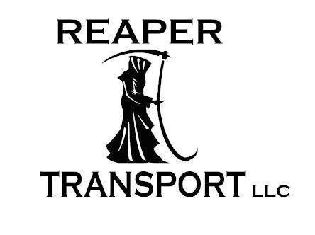 The logo for reaper transport llc shows a grim reaper holding a scythe.