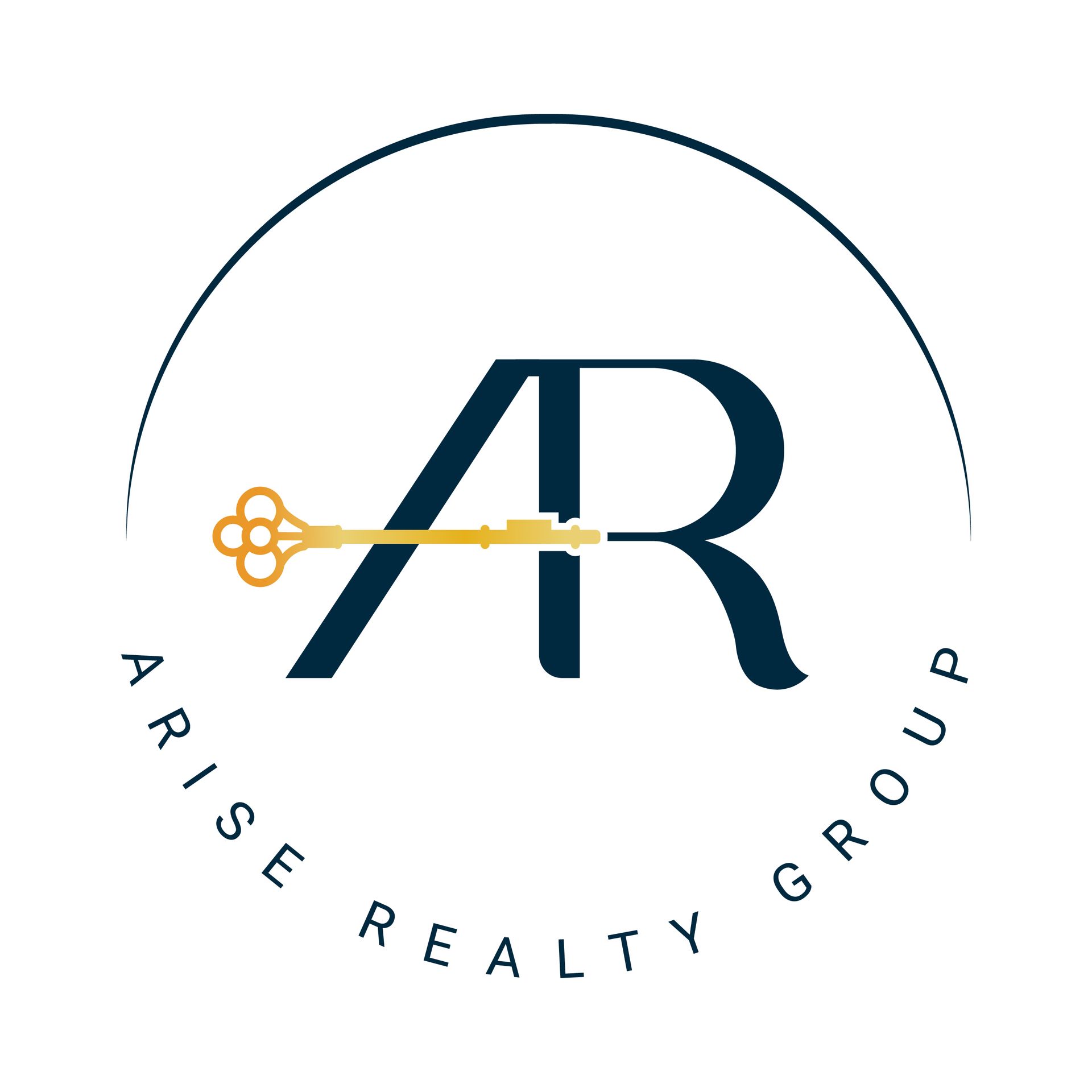 The logo for arise realty group has a key in the middle of it.