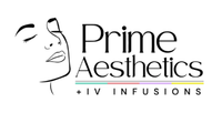 Prime Aesthetics logo: Line drawing of a woman's face next to the business name and
