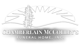 Chamberlain McColley's Funeral Home, Inc. logo with a sunrise arch and a tree outline.