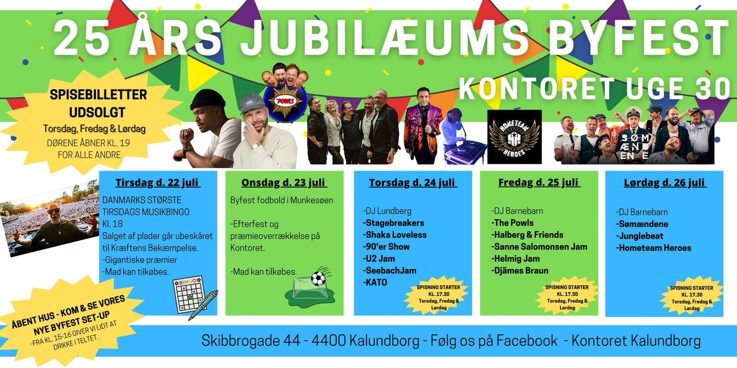 An advertisement for 25 års jubilæums byfest
