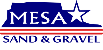 A logo for mesa sand and gravel ready mix