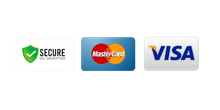 Three credit cards , mastercard , visa and secure , are shown on a white background.