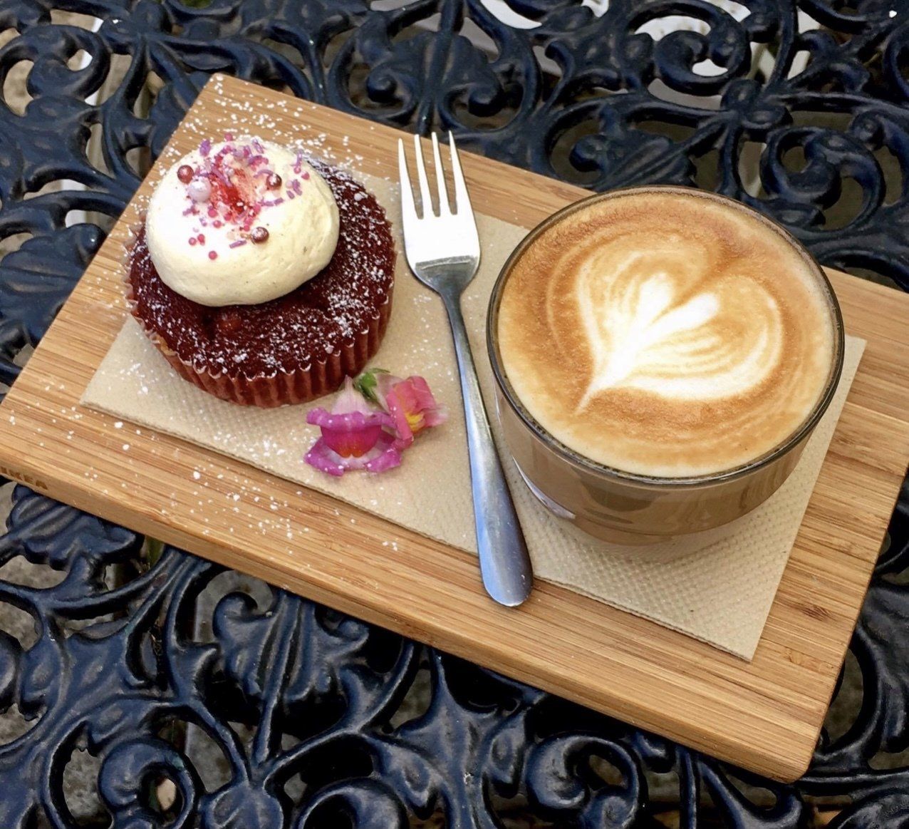 Latte and sweet muffin l Cedar Park, TX l Black Sugar Cafe Cedar