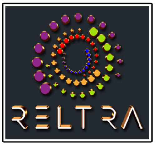 Een kleurrijk logo voor een bedrijf genaamd Reltra