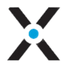 Black X with a white circle around a blue dot in the center.