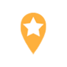 Yellow location pin with white star.