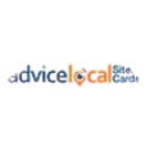 Advice Local logo with blue text and orange location marker. Site Cards text.