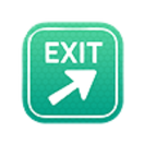 Green exit sign with white arrow pointing right.