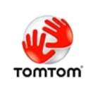 TomTom logo: Two red hands forming a circle on a white background with the company name below.