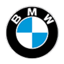 BMW logo: Black circle with blue and white quadrants; letters 