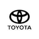 Toyota logo: black oval emblem with intersecting shapes, 