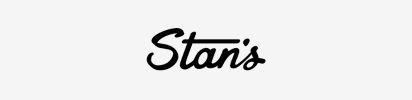 Stan's logo, cursive black text with an overline, on a light gray background.