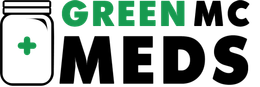 The logo for green mc meds has a jar with a green cross on it.