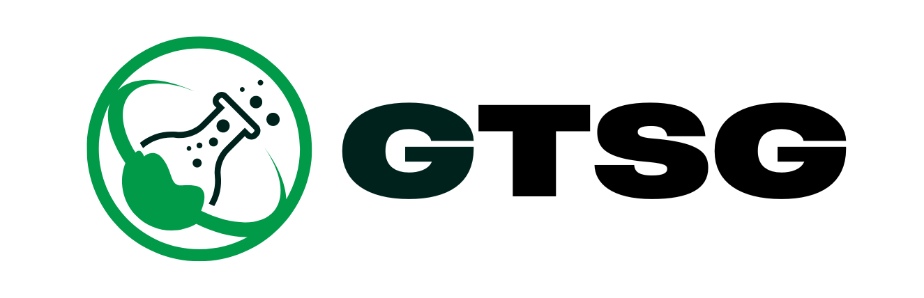 The logo for gtsg is a green circle with the word gtsg in black letters.