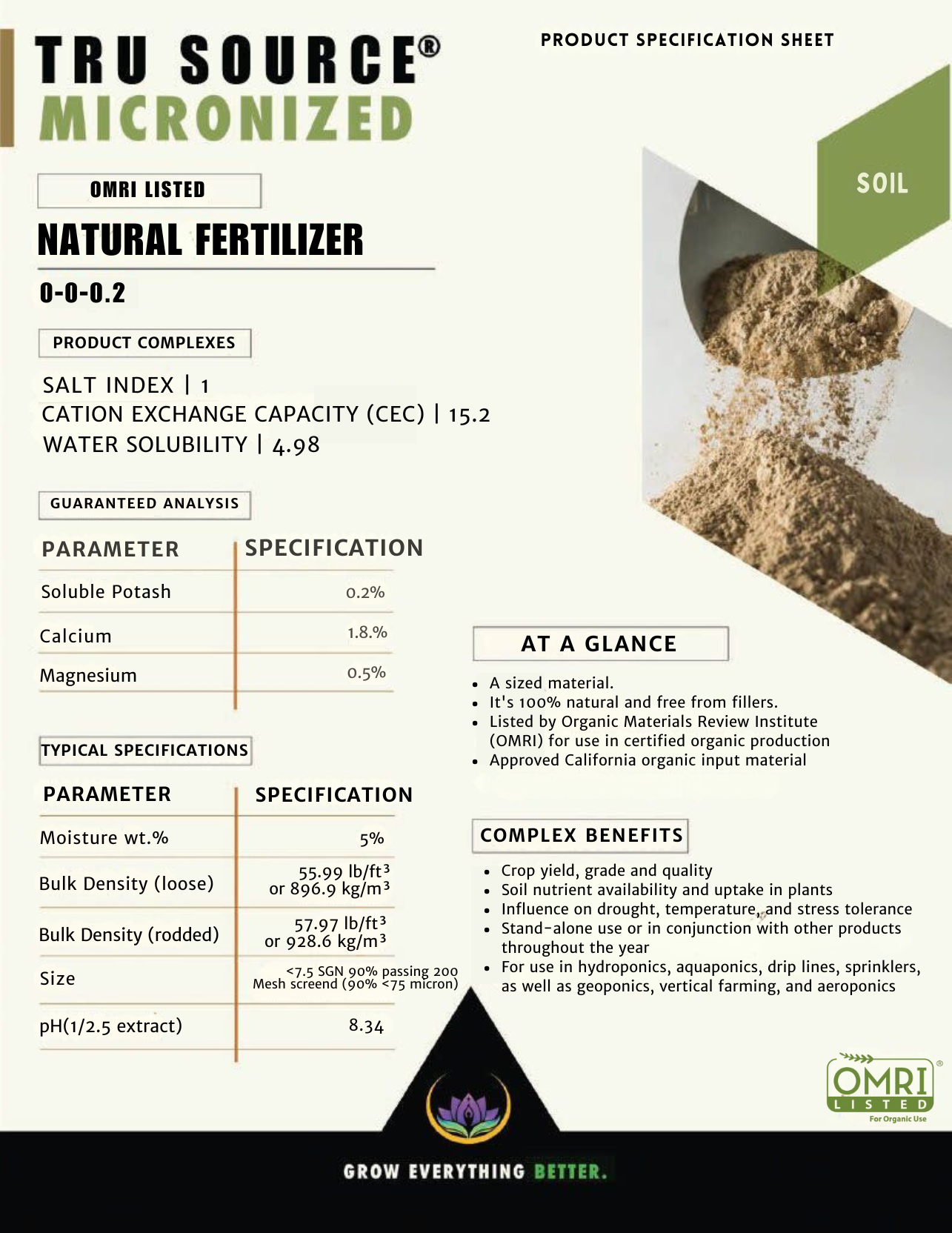 A brochure for tru source micronized natural fertilizer.