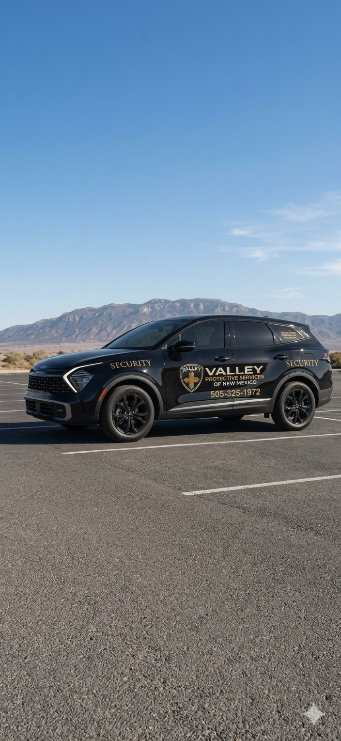 Black SUV with gold lettering parked on an empty road near mountains under a blue sky Black SUV with gold lettering parked on an empty road near mountains under a blue sky