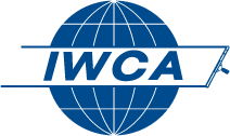 IWCA logo: blue globe with lines, 