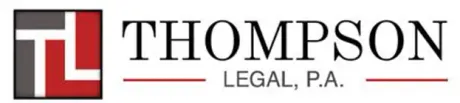 The logo for thompson legal p.a. is red and black