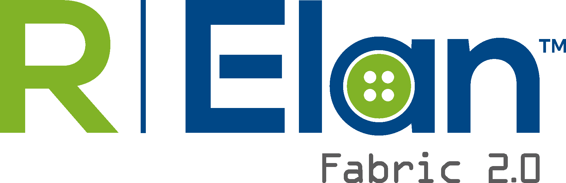 A blue and green logo for rielan fabric 2.0