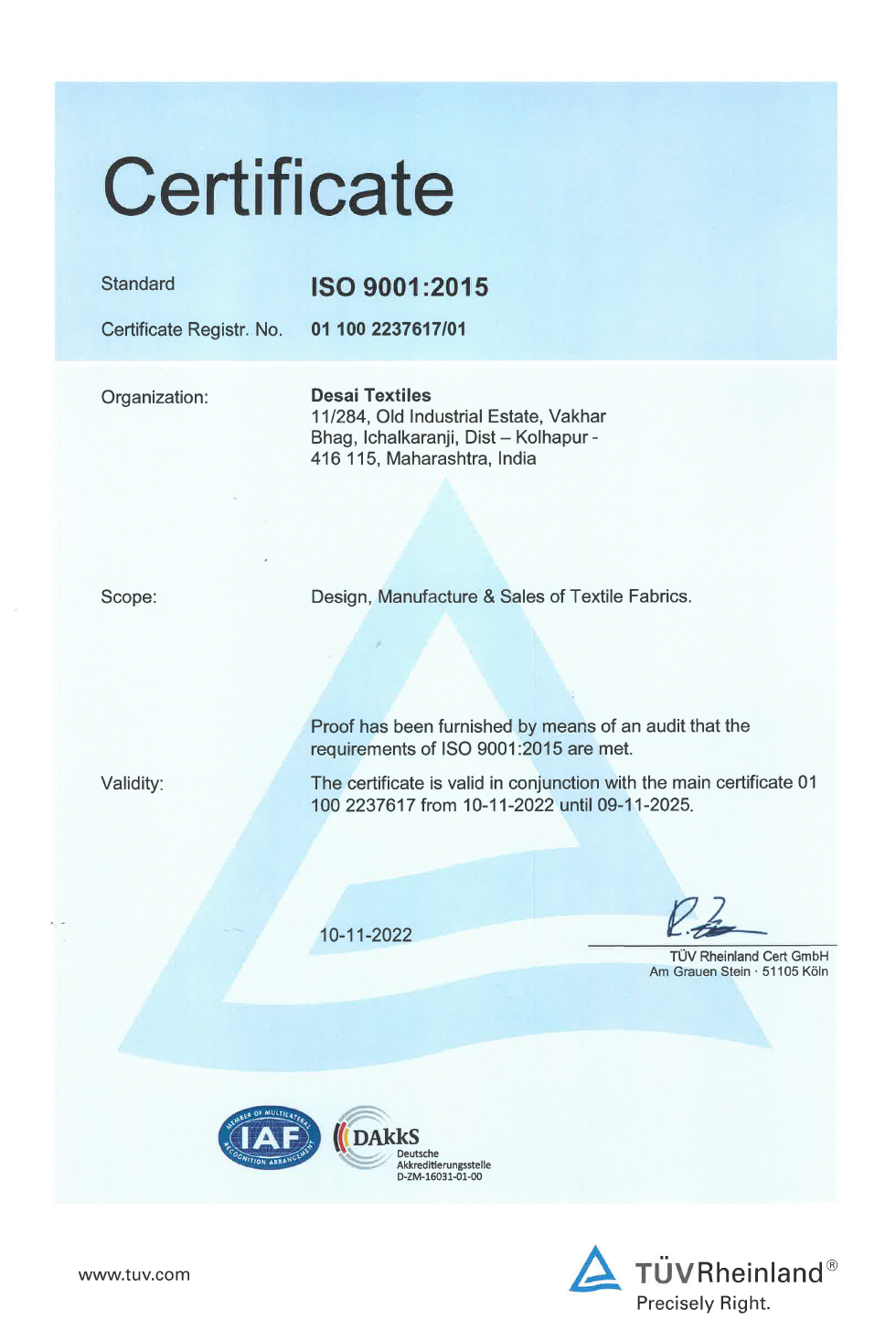 A certificate with a triangle on it is on a white background.