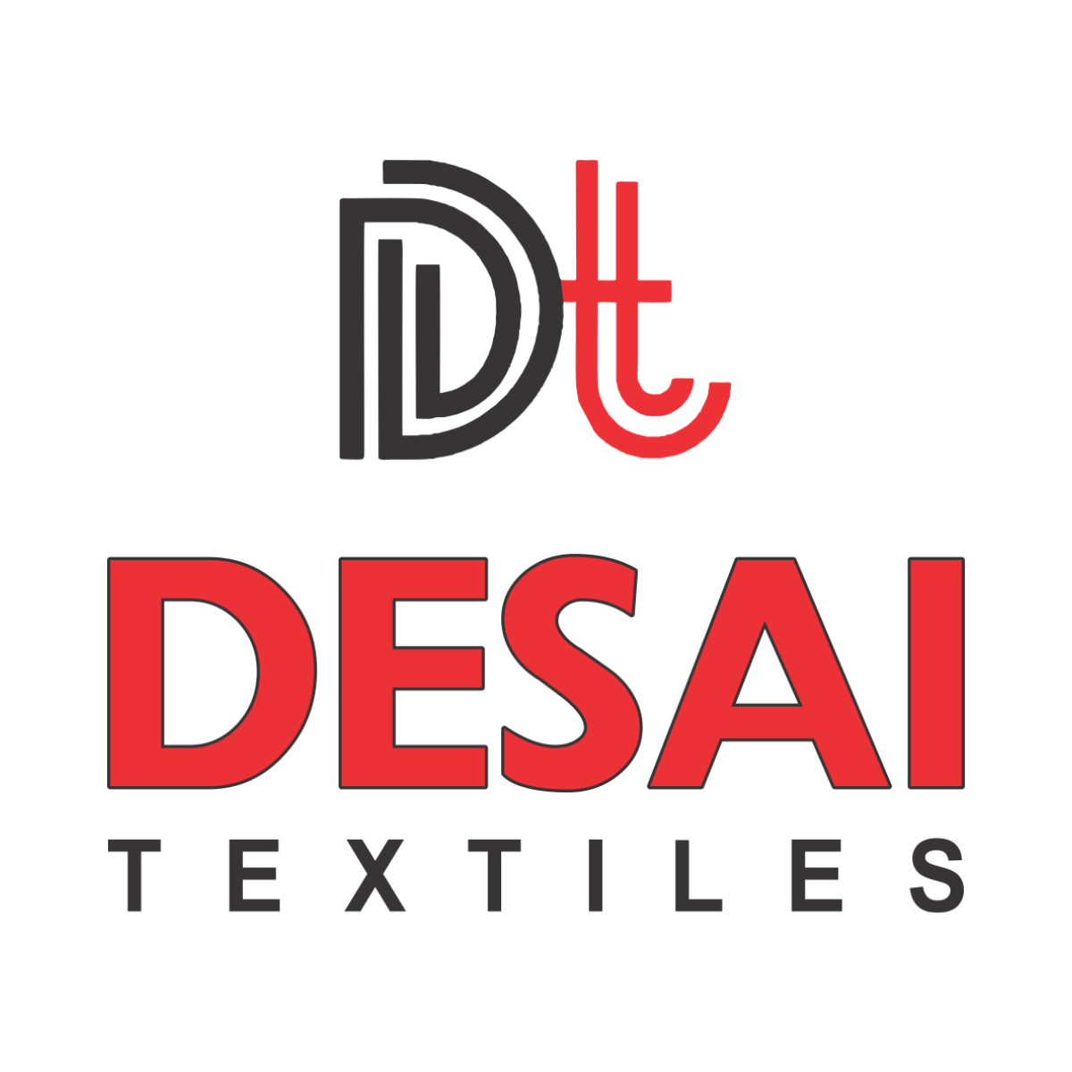 A logo for a company called desai textiles