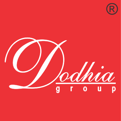 A dodhia group logo on a red background