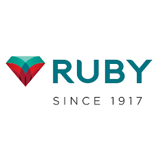 A logo for ruby since 1917 with a diamond in the middle.