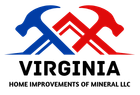 Logo for Virginia Home Improvements of Mineral LLC: Blue and red hammers forming a house shape.