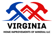 Logo for Virginia Home Improvements of Mineral LLC: Blue and red hammers forming a house shape.