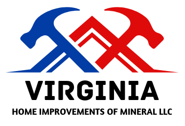 Logo for Virginia Home Improvements of Mineral LLC: Blue and red hammers forming a house shape.