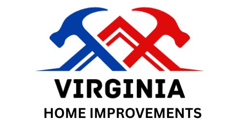 Logo for Virginia Home Improvements of Mineral LLC: Blue and red hammers forming a house shape.
