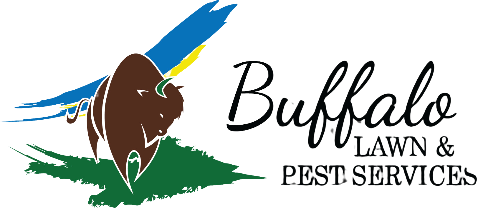 A logo for a company called buffalo lawn and pest services