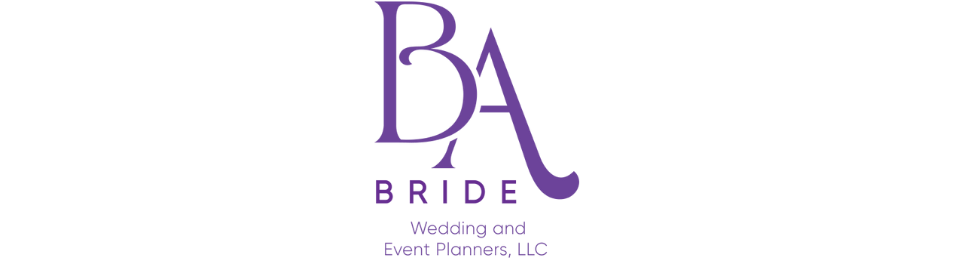 Purple &ldquo;BA Bride&rdquo; logo with small &ldquo;Wedding and Event Planners, LLC&rdquo; text on a white background