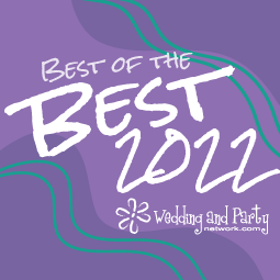 Purple award graphic reading “Best of the Best 2022” with Wedding and Party Network logo