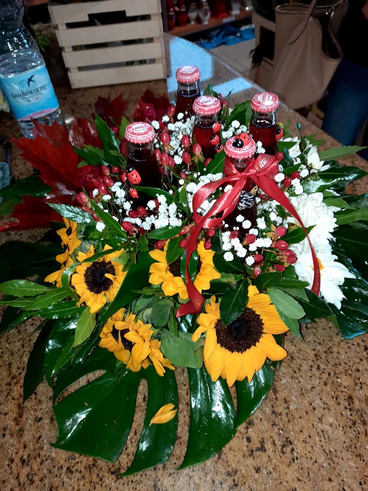 composizione con fiori veri