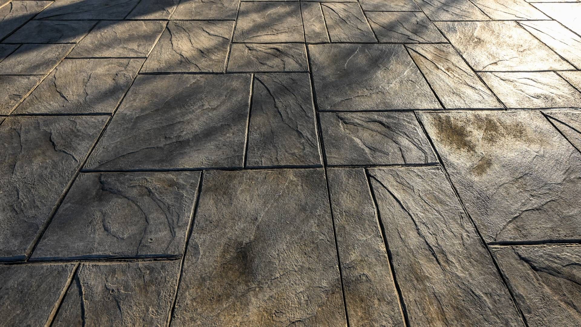 A close up of a concrete floor with a tree shadow on it