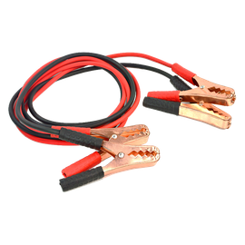 a pair of copper crocodile clips attached to a red and black cable