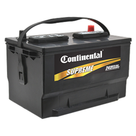 a black continental supreme battery with a handle