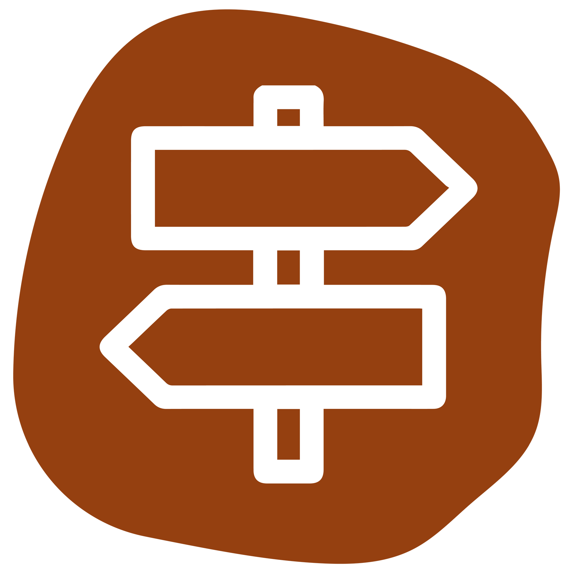 Signpost with two arrows, on a brown background.