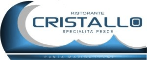 A blue and white logo for ristorante cristallo