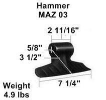 a picture of a hammer with measurements and weight .