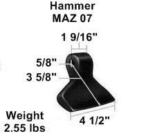 a picture of a hammer with measurements and weight .