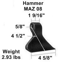 a picture of a hammer with measurements and weight .
