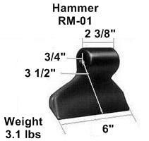 a picture of a hammer with measurements and weight .