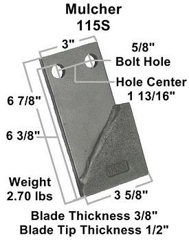 a picture of a mulcher 115s with measurements