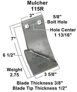 a picture of a mulcher with measurements on it