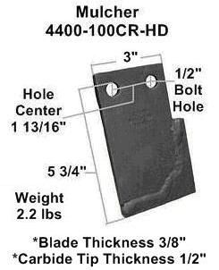 a picture of a mulcher blade with measurements on it .