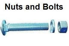 a picture of nuts and bolts on a white background .
